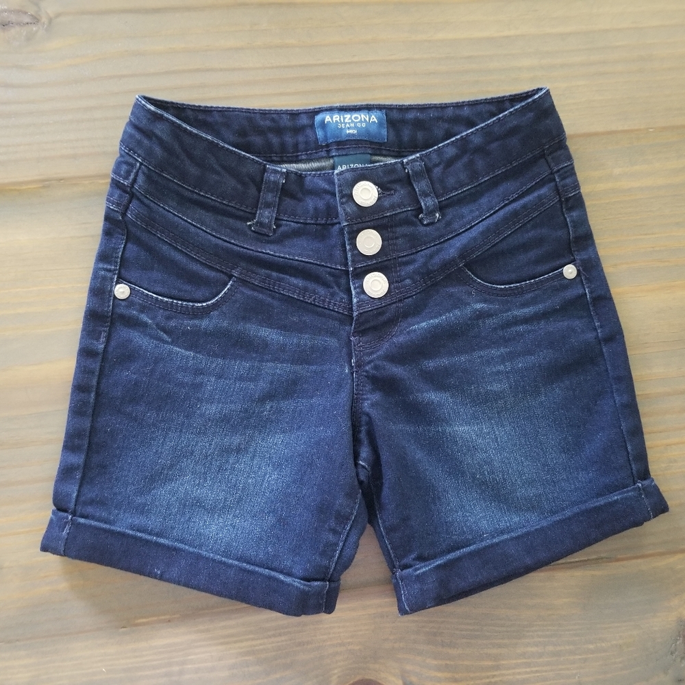 Arizona Jeans Youth Size 7 Dark Denim Shorts Midi